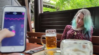 Controlling My Stepsister's Orgasm Remotely In The Bar
