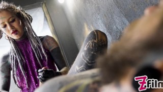 ALT dominatrix PEGGING tattooed worker - ANAL fuck, dripping dick, cumshot, female domination