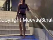 Preview 2 of Maevaa Sinaloa - a guy cums in my pussy in the locker room of the public swimming pool