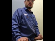 Preview 3 of Blue collar worker strokes cock on the clock