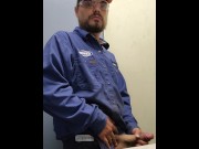 Preview 4 of Blue collar worker strokes cock on the clock