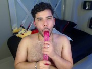 Preview 1 of hairy bear playing with a giant dildo