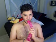 Preview 3 of hairy bear playing with a giant dildo