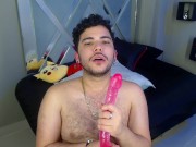 Preview 4 of hairy bear playing with a giant dildo