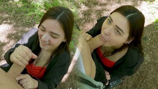 Beautiful Babe Gives Quick Blowjob in The Woods - MarLyn Chenel