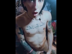 femboy with big cock and tattoo jerk off