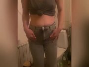 Preview 5 of UGH DADDY I WET MY PANTS!🥺💦(teen slut pissed herself)