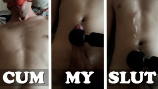 Milking his cock with vibrator