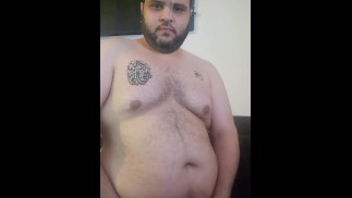 Fat arab infront of computer 