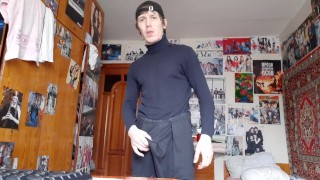english teen hides his cock under his pants