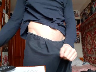 gym teacher jerking off at home