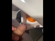Preview 2 of Dribbling piss in airport urinal got me horny so I jerked it