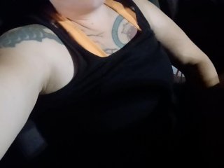 Sexy slut fingers herself in public