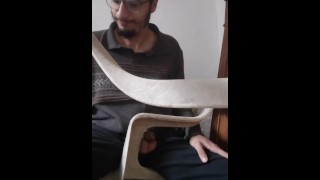 Video of model in chair peeing hardly 