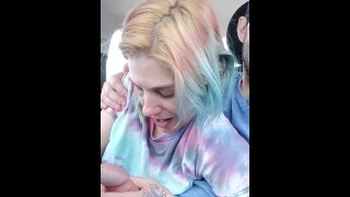 Milf sucks dick for ride in my car