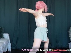 Loose shorts Pussy Slip doing my morning yoga ✨
