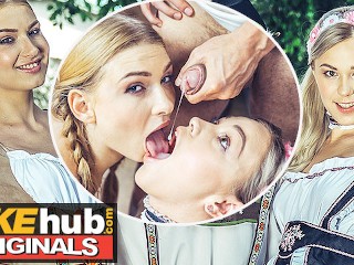FAKEhub - Horny Blonde Oktoberfest Girls have Orgasmic Threesome after Party