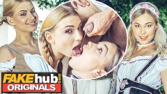 FAKEhub - Horny blonde Oktoberfest girls have orgasmic threesome after party