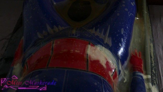 Miss Maskerade in Full Latex Vacbed Bondage Domination Play