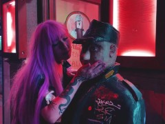Hot girl walks with RGB buttplug amongst people / EXTRA SPICY