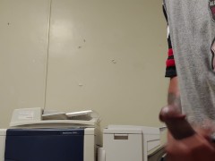 Quickie jack off in printer room at work during break