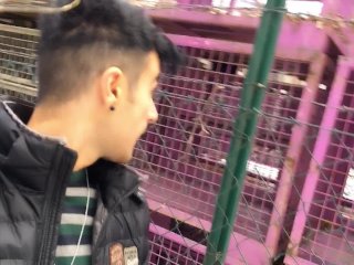 Risky masturbation at work - filling condom with cum