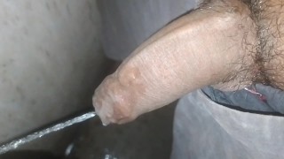 Male pees and try to orgasm