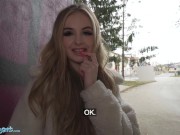 Preview 3 of Public Agent Blonde Brit Babe POV Blowjob and Fucked Outside