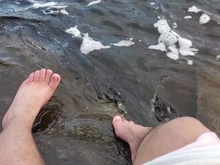 Big Feet And Hairy Legs Splashing_At The Beach
