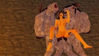 double anal Furry monstres - rencontre dans une ancienne grotte