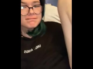 First video! Trans teen ahegao moaning rough anal with bad dragon