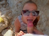 Sucking Cock And Cumming in Her Mouth At Public Beach, Caught By Hiker!!