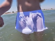 Preview 6 of People on the beach freak out when I get wet in shorts