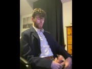 Preview 1 of Lad in Suit Jerking Off After Work