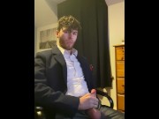 Preview 3 of Lad in Suit Jerking Off After Work