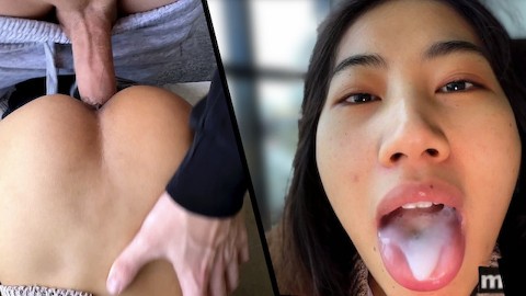 Ik slik mijn dagelijkse dosis sperma - Aziatische interraciale seks door mvLust