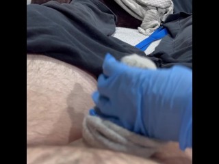 REAL CAREGIVER give’s paralyzed client a handjob with a sock
