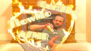 Masturbarse junto a la chimenea - SlowMo ASMR CumShot