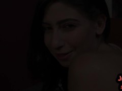 POV teen talks dirty and enjoys POV fuck after stripping