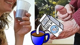 ROOMMATE Almost Caught Drinking Coffee With Cum Taste Game