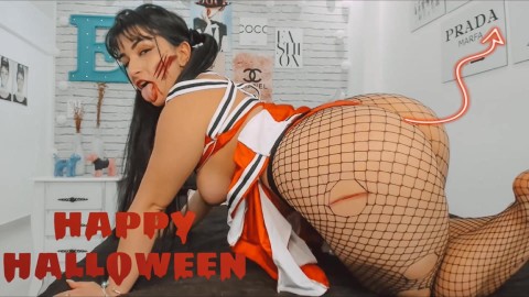 Horror porn sexy zoombie cheerleader teasing  jerk off game can you win? HALLOWEEN 2022