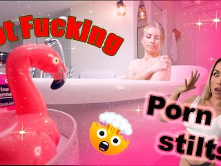 porn on stilts, big cock, russian milf, bathroom