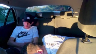 Gay Suckling Outside In A Car