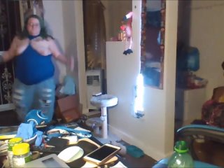 naked with the door open // loose jeans wont stay up