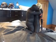 Preview 2 of rubber drone has some fun with wetsuited dummy surfer