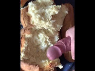 masturbate, masturbation, fucking bread, vertical video, amateur