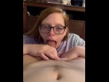 Redhead gets comfortable then takes a load