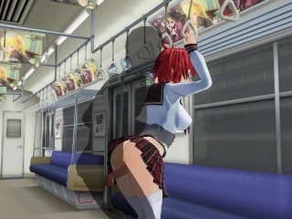 3D HENTAI 赤毛の女子高生は電車の中でお尻に犯される