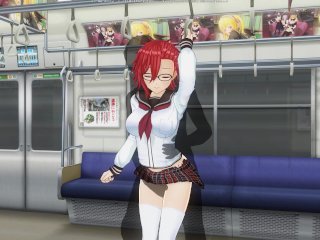 female orgasm, hentai metro train, redhead, hentai