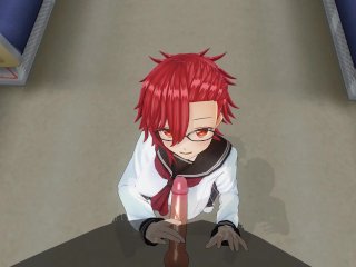 anime, redhead, handjob, red head